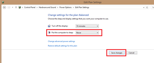 Windows Power Options, Save Settings